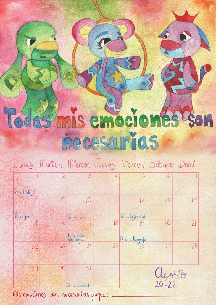 Calendario infantil 2022 agosto Marta Miguel