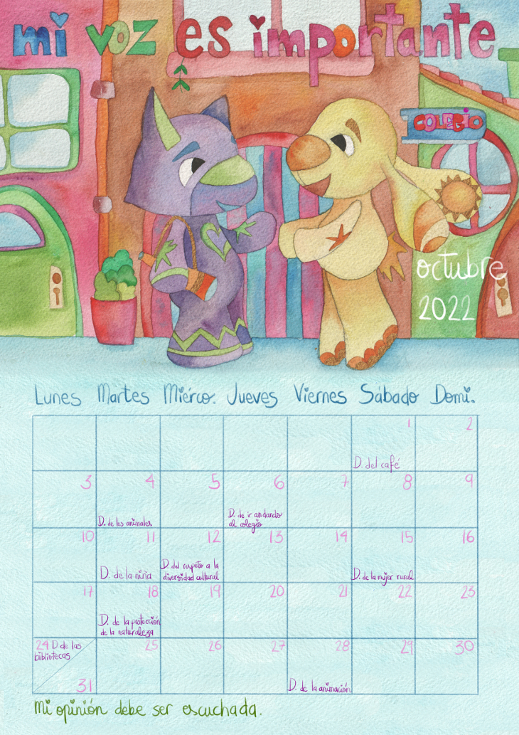 Calendario infantil 2022 octubre Marta Miguel