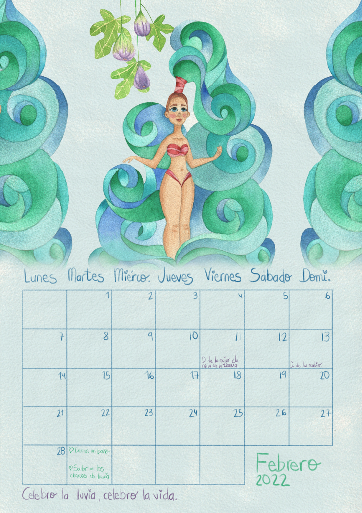 Calendario mujer 2022 febrero Flor Con Fortuna