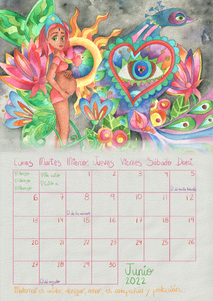 Calendario mujer 2022 junio Flor Con Fortuna