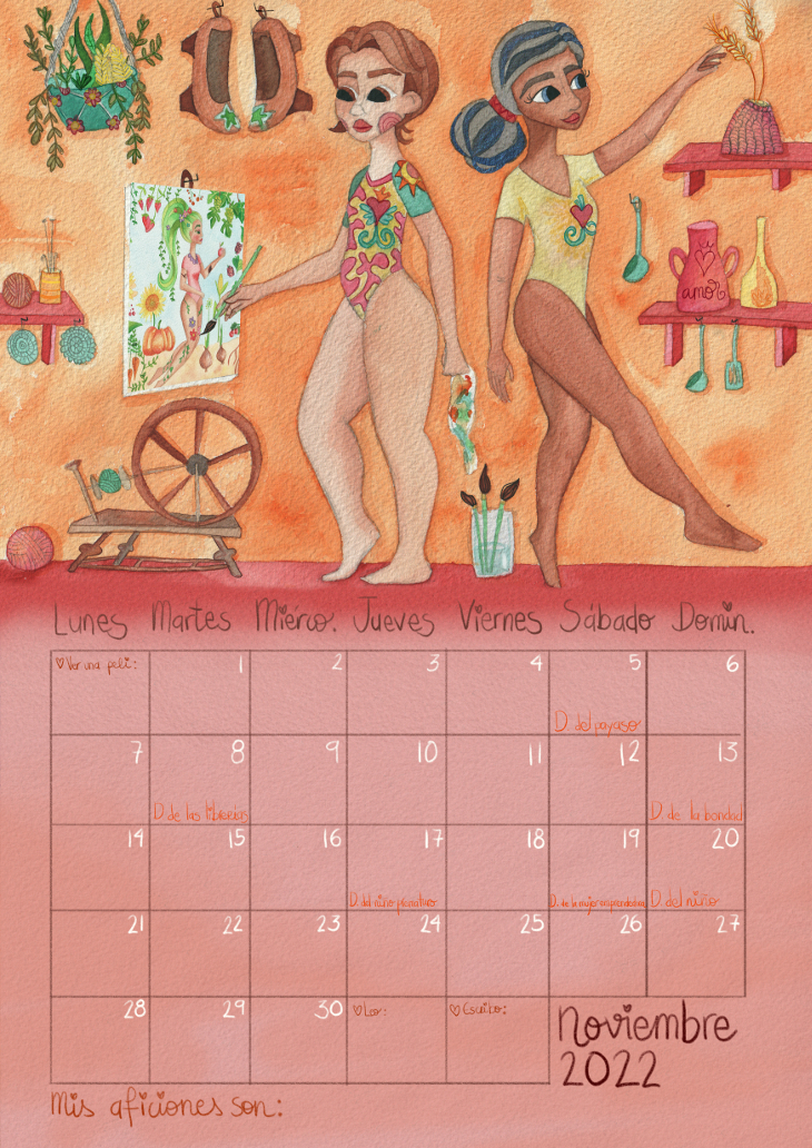 Calendario mujer 2022 noviembre Marta Miguel