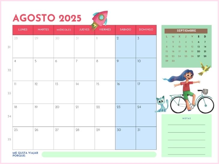 Calendario 2025 mujeres autocuidado ruedadelavida