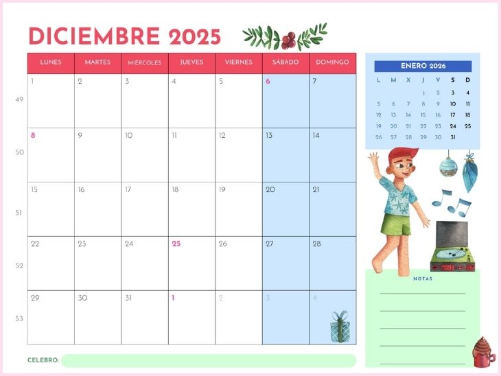 Calendario 2025 mujeres autocuidado ruedadelavida