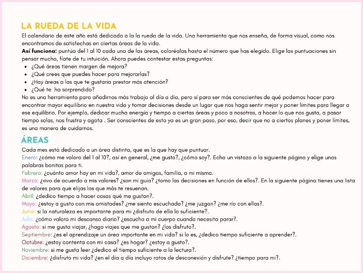 Calendario 2025 mujeres autocuidado ruedadelavida