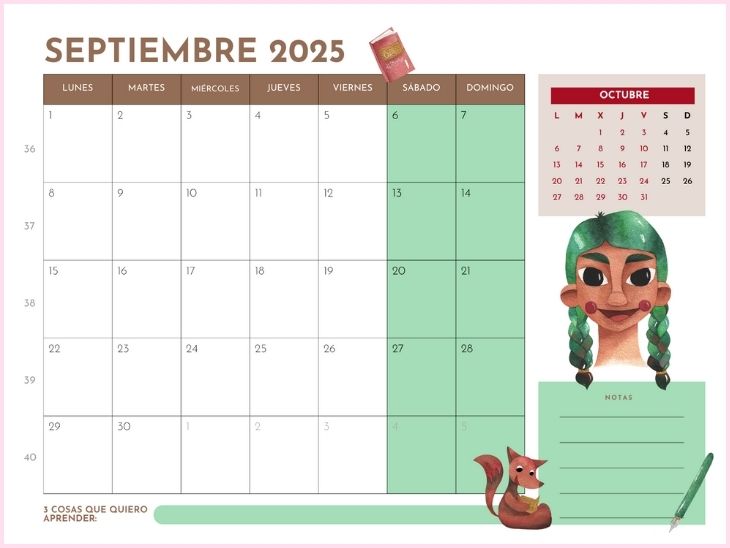 Calendario 2025 mujeres autocuidado ruedadelavida