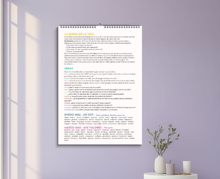 Calendario 2025 mujeres autocuidado ruedadelavida